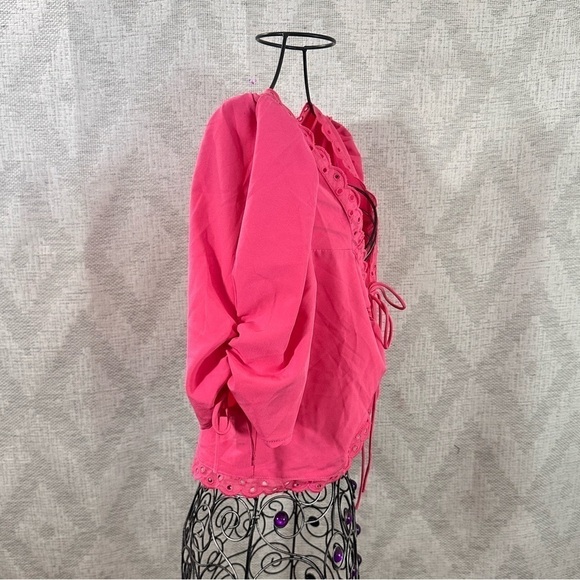 Milk & Honey pink puff sleeve cropped top size XL - Picture 4 of 9